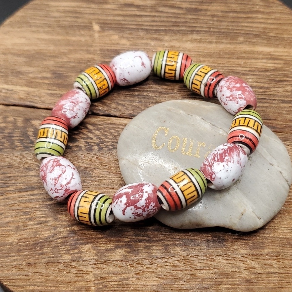 B3131 rustic India colorful‎ beaded bracelet